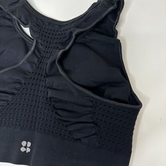 Sweaty Betty Black High Neck Sports Bra Sweat Wicking Stretch Racerback Crop Med - Picture 8 of 12